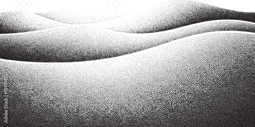 Abstract grayscale image of undulating sand dunes or rolling hills.