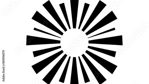 abstract circular sunburst pattern with dynamic black and white radiating lines visualization for