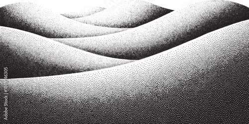 Abstract undulating waves of light and shadow in monochrome.