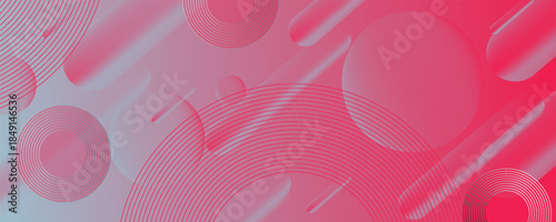 Abstract blue and red dynamic gradient background with 3d look and simple circle pattern. Rounded rectangle elements. Cool and fancy design. Vector Eps10