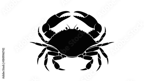 Minimalist Black and White Crab Silhouette Illustration Highlighting Marine Wildlife