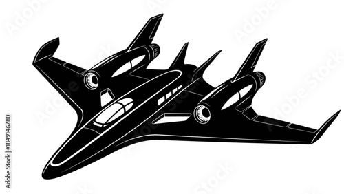 Futuristic Sleek Jet Aircraft Design with aerodynamic features in silhouette