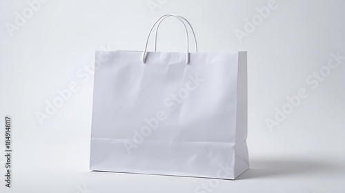 white paper bag on white background.