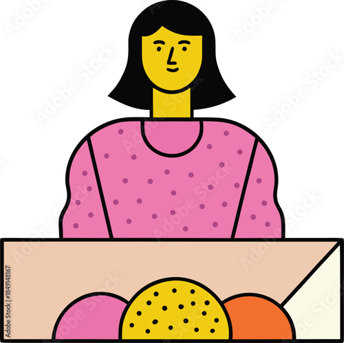 Stippling illustration icon with handcrafted grain shading