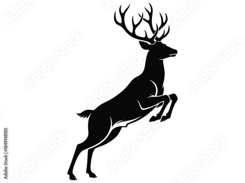 A striking silhouette of a majestic deer rearing up on hind legs