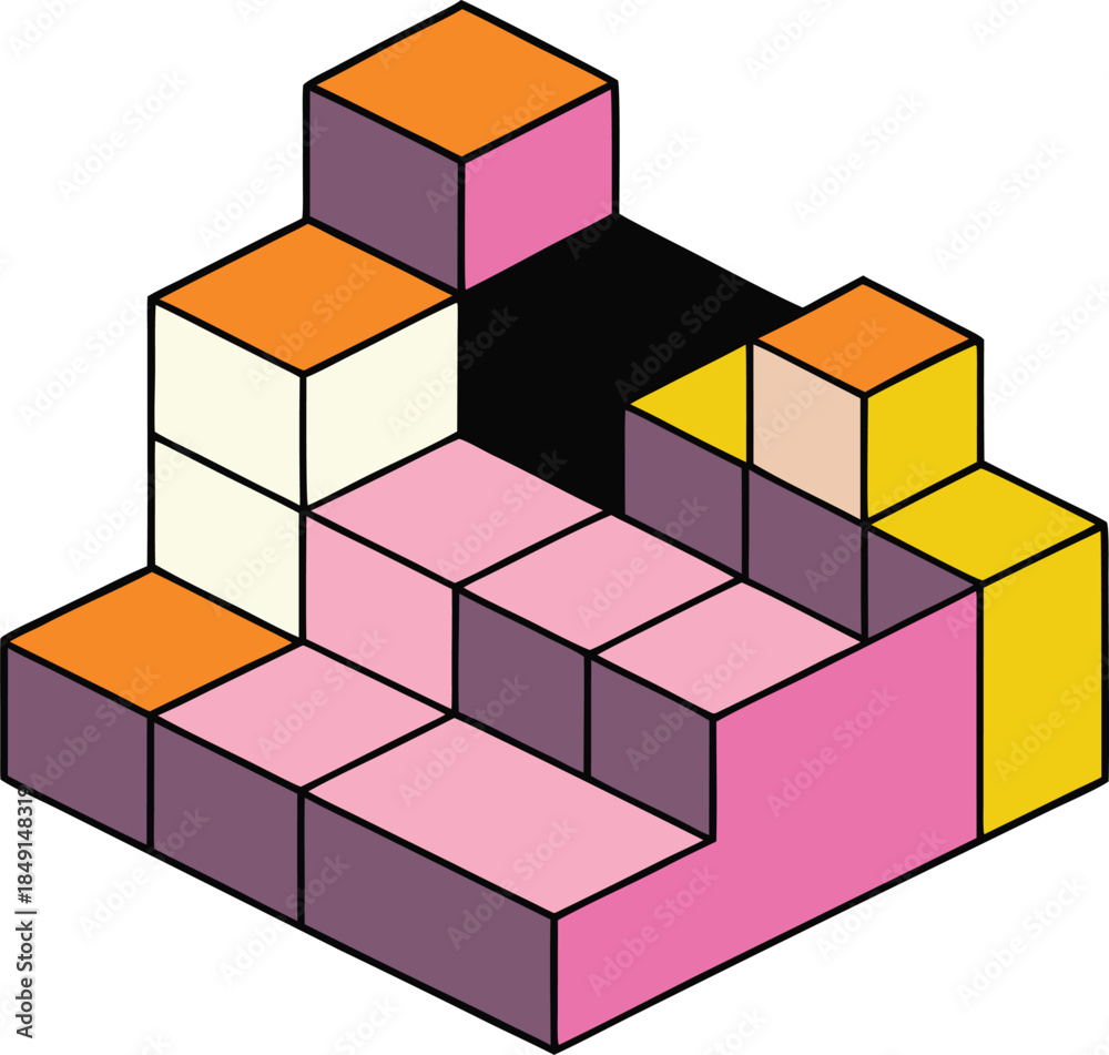 Obraz premium Clean brutalist visual made from pure blocks