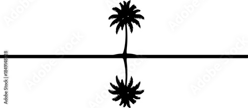Tropical Island with Palm Trees Silhouette – Sunset Beach Vector