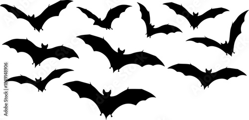 Flying Bat Silhouettes – Halloween Night Vector Clipart