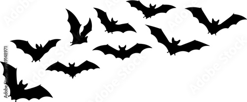 Flying Bat Silhouettes – Halloween Night Vector Clipart