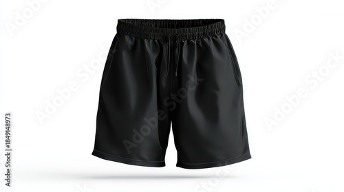 Essential black shorts mockup - Cut out, Transparent background.