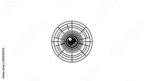 Electric fan on white background, modern black household appliance, home cooling device, simple sleek design, minimalist style