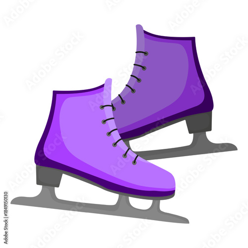 Purple Skates. Vector winter sports equipment element isolated on white.