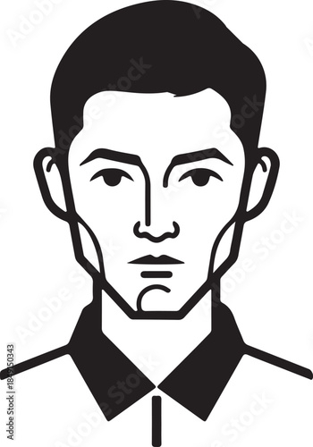 Black and white of a man with short hair and a necktie wearing a suit and facial hair vector illustration EPS file download.
