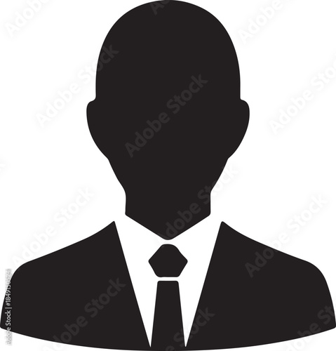 Black silhouette of a man wearing a suit and tie vector illustration EPS file download.
