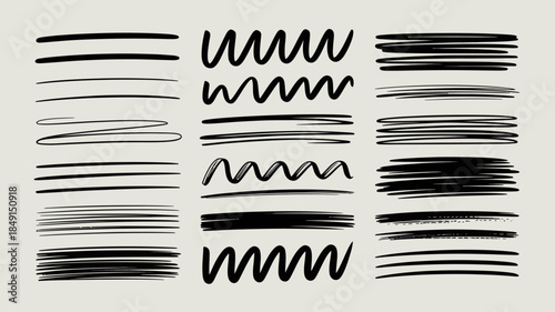 Abstract Black and White Line Art Design Elements