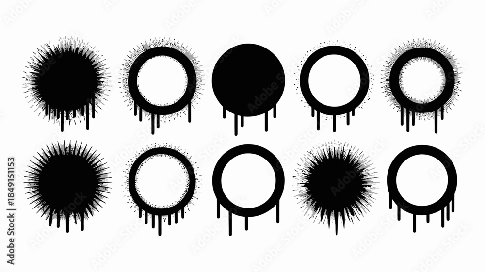 Fototapeta premium Minimalist Dripping Circle Art in Black and White