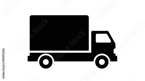 Minimalistic Black and White Icon of a Delivery Truck for Logistics and Transportation
