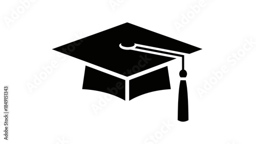 Iconic black and white symbol of a graduation cap representing education and achievement