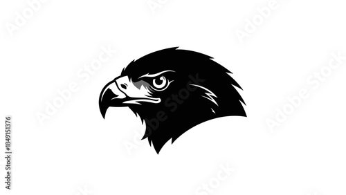Bold monochrome hawk head silhouette emphasizing strength and agility in animal iconography