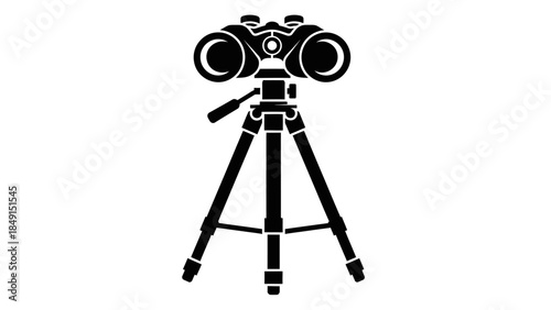 Silhouette of a professional video camera mounted on a tripod for filmmaking and broadcasting