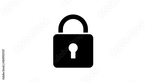 Minimalistic black lock icon symbolizing security and data protection visually