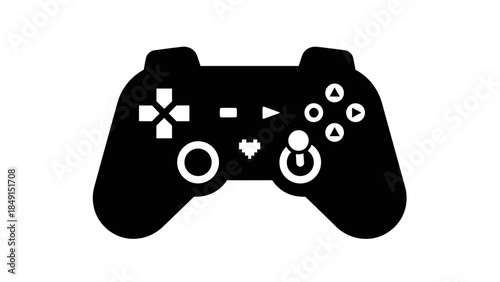 Silhouette of a modern game controller isolated on a white background perfect for gaming and
