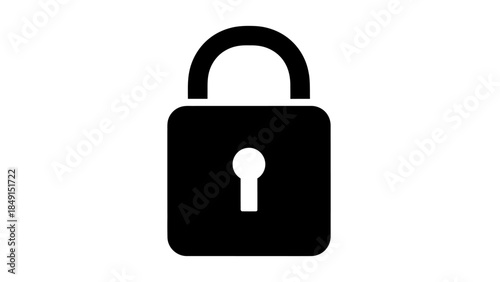 Minimalist black and white padlock icon symbolizing security and protection in digital environments