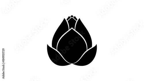 Minimalist Black and White Lotus Symbol Representing Purity and Spirituality