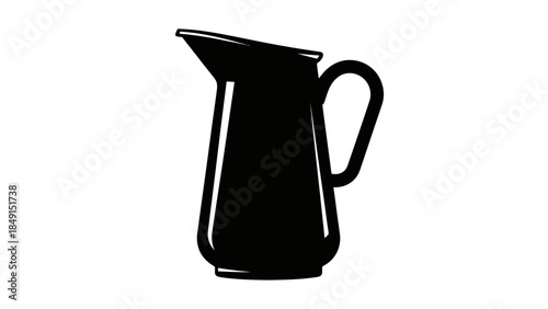 Silhouette of a classic pitcher or jug with a curved handle and spout on a plain background