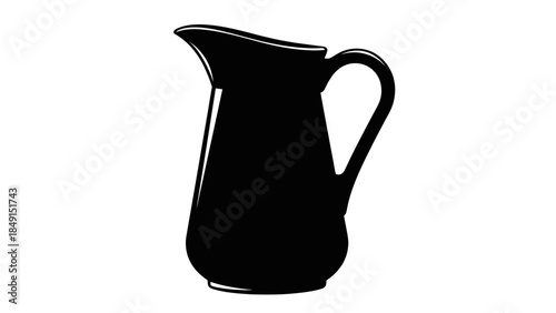 Minimalist Black and White Silhouette of a Jug or Pitcher with Elegant Curves for Classic Kitchen