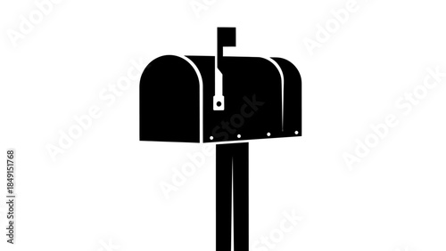 Minimalist black and white mailbox icon design emphasizing simplicity and clarity