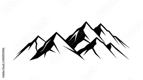 Minimalist Black and White Mountain Range Illustration Emphasizing Natural Peaks and Valleys for