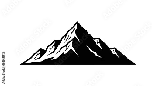 Minimalist Black and White Mountain Illustration Emphasizing Natural Geological Forms