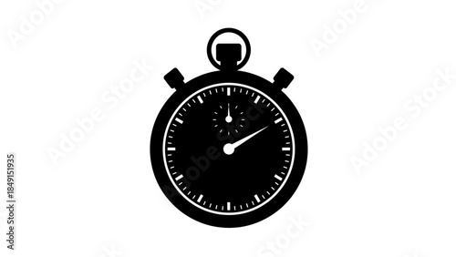 Minimalist Black and White Stopwatch Icon Representing Precision and Timing