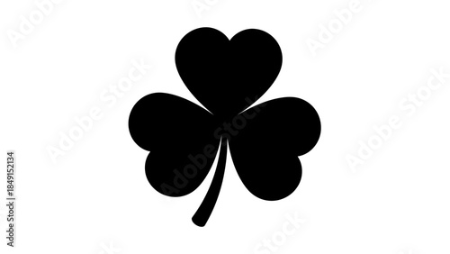 Minimalist black silhouette of a four-leaf clover symbolizing luck and good fortune in a clean
