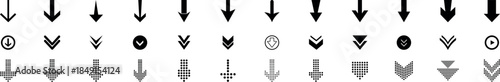 Down arrow vector icon set. Black vector arrows. Arrow collection. scroll illustration sign collection.