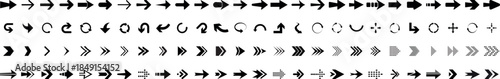 Black arrow icon big set. triangular arrow pointers isolated on Collection different arrows sign. Set different cursor arrow direction symbols in flat style. 