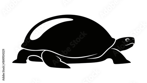 Stylized black turtle silhouette emphasizing simplicity and minimalistic aquatic creature design