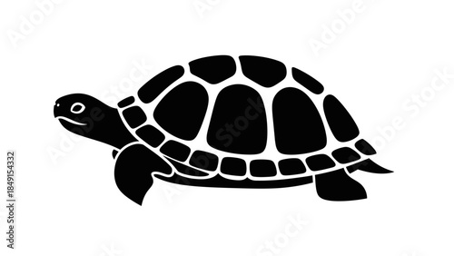 Minimalist Black and White Sea Turtle Illustration Depicting Marine Wildlife in Simplified Style