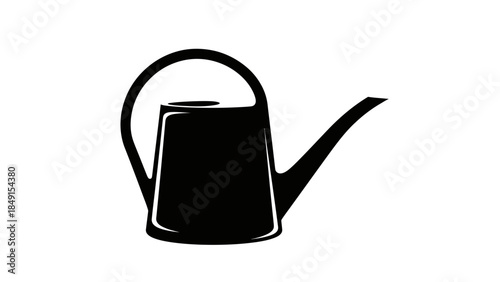 Minimalist Black and White Illustration of a Classic Watering Can with Watering Spout