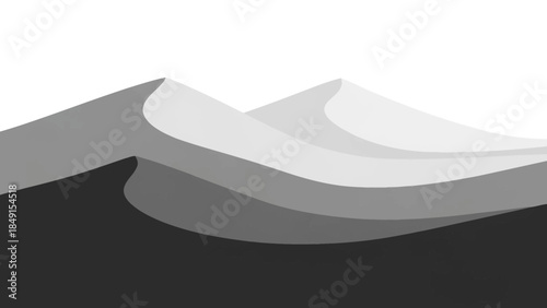 Abstract monochrome layered wave design emphasizing smooth transitions and tonal gradients