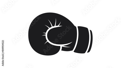 Minimalist Black and White Boxing Glove Icon Representing Combat Sports and Athletic Training