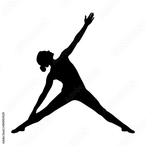 Dynamic Silhouette of Fitness Yoga Stretching Pose.