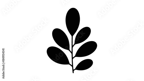 Minimalist Black and White Leaf Icon Representing Nature and Simplicity
