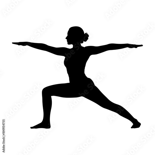 Silhouette of Person Performing Warrior Two Yoga Pose.