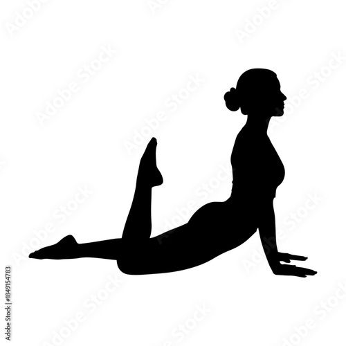 Silhouette of Person Performing Yoga Cobra Pose Stretch.