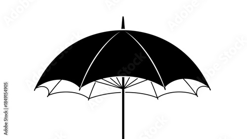 Minimalist black and white umbrella silhouette symbolizing protection and shelter in a simple