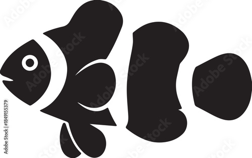 Silhouette clownfish tropical reef fish aquatic wildlife Vector illustration