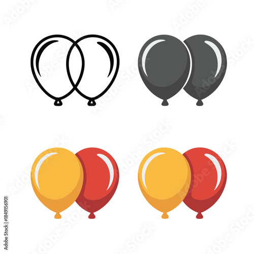 Four pairs of balloons in different styles and colors