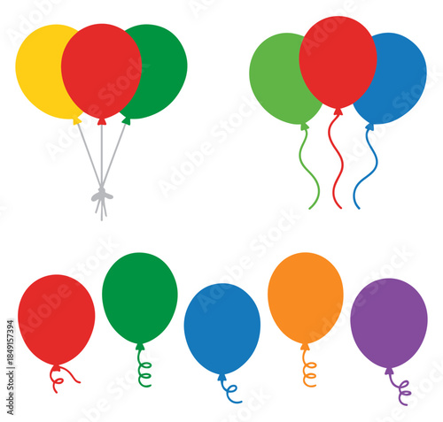 colored helium balloon icon set